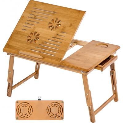tectake 401655 stolek na notebook do postele 55x35x29cm skládací sklonitelný výškově stavitelný - hnědá