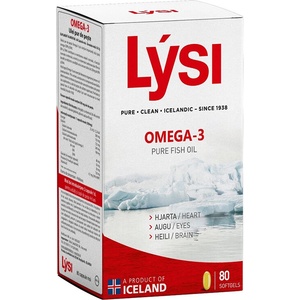 Lysi Омега-3 - рибено масло за сърцето, мозъка и очите, 500 mg, 80 софтгел капсули (860034 LYSI)
