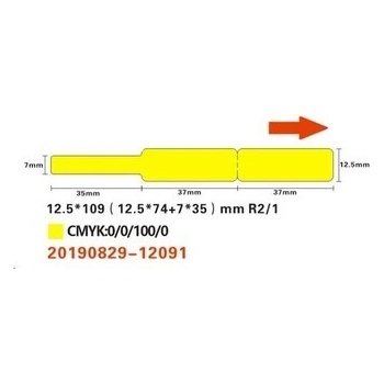 Niimbot etikety na káble RXL 12,5 × 109 mm 65 ks Yellow na D11 a D110