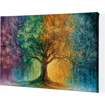Obraz na plátně - Strom života Čtvero ročních období FeelHappy.cz Velikost obrazu (šířka x výška): 40 x 30 cm