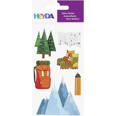 HEYDA Papírová samolepicí dekorace 3D - turistika 6 ks