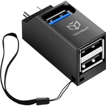 Techsuit - Мини докинг станция EchoLink 3 в 1 (H10) - Type-C към 2x USB 2.0, 1x USB 3.0 - Черна