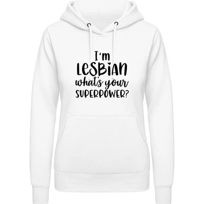 AWDis Hoodie mikina Som lesbička aká je tvoja superschopnosť? arktická biela