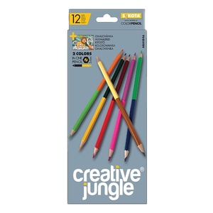 SaKOTA Цветни моливи creative jungle сиви двустранни триъгълни 24 цвята/комплект aba1846a (aba1846a)