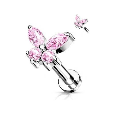 Šperky4U Labreta helix tragus piercing motýlek LB0023P-1206