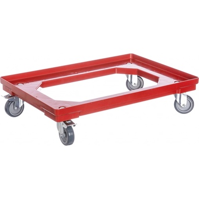 PK Group Vozík pod přepravky 2 otočná + 2 kolečka s brzdou 75 mm polyuretan Barvy: Červená
