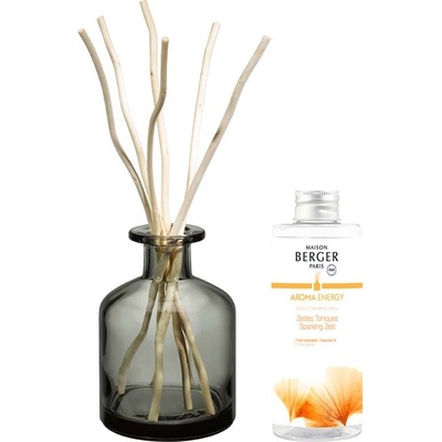Maison Berger Paris Darčeková sada Aroma Energy difuzér šedý + náplň Čerstvé tonikum 200 ml