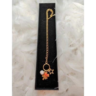 Gella 3.17NAR náramok na ruku dámsky zlatý stromi príveskami štvorlístok hvezda guľka so zirkónmi