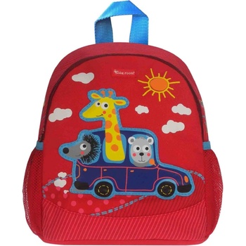 Kidzroom batoh Vroom červený s modrým autem
