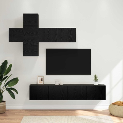 vidaXL Комплект ТВ шкаф Монтиране на стена 3 pcs Инженерна дървесина (3438599)