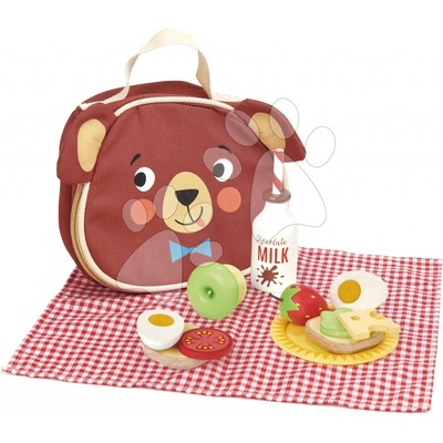Tender Leaf Toys TL8276 Little Bear's Picnic drevená sada na výlet s taškou a potravinami
