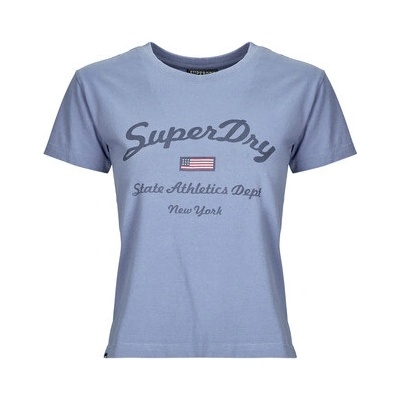 Superdry Tričká s krátkym rukávom Ath Ess Fitted Graphic Tee Modrá