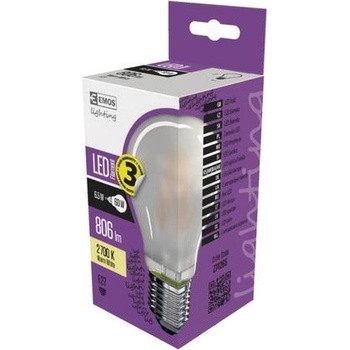 Emos LED žárovka Filament matná A60 A++ 6,5W E27 teplá bílá