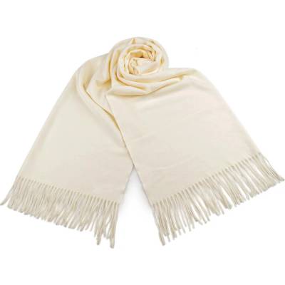 Šál typu pashmina so strapcami 1 krémová svetlá