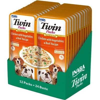 INABA Dog Twin Kuracie mäso zelenina a hovädzie mäso vo vývare 24 x 40 g