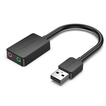 Vention USB-A 2.0/M - 23, 5 мм/F (външен, черен), 0, 15 м, звукова карта