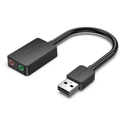 Vention USB-A 2.0/M - 23, 5 мм/F (външен, черен), 0, 15 м, звукова карта