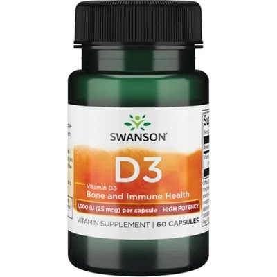 Swanson Vitamin D3, High Potency, 25 mcg, 60 капсули, Swanson (SW1510)