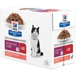 Hill's Hill s Prescription Diet i/d Грижа за храносмилането пакет за котки сьомга 12 x 85 г