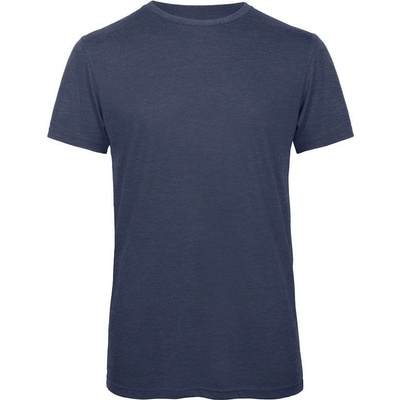 B&C Triblend men pánske tričko modré heather navy