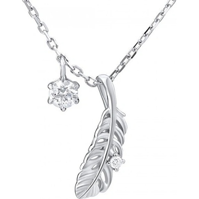 SILVEGO Decentný náhrdelník pierko s kryštálmi Swarovski MW11173S