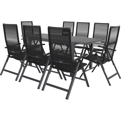 Livarno home 800008469 Miami Rozkladací záhradný stôl Miami + Záhradné kreslo 8 ks