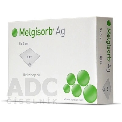 Melgisorb Ag 5x5 cm antimikrobiálny alginátový obväz 10 ks