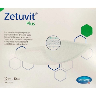 ZETUVIT Plus kompres nasiakavý sterilný 10x10 cm 10 ks