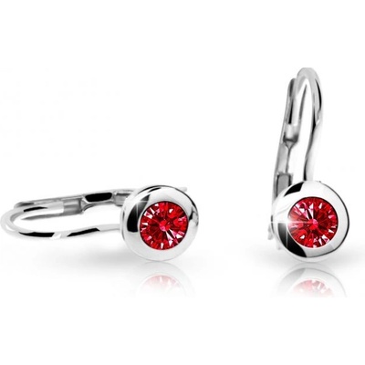 Danfil dětské náušnice C1537 z bílého zlata s kamínkem Ruby Dark zapínání klapka