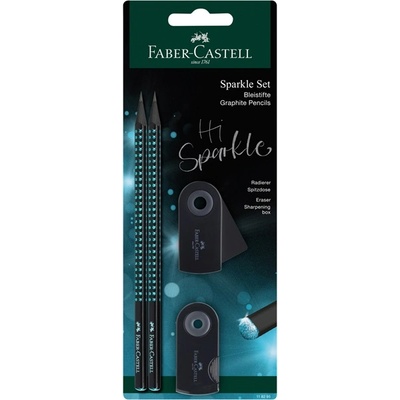 Faber-Castell Sparkle Midnight Комплект триъгълни графитни моливи от 4 части в черно/океанско синьо B FC118295 (FC118295)