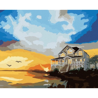 Zuty Malování Podle Čísel Dům U Vody A Červánky D. Rusty Rust 80 x 100 cm Plátno Rám