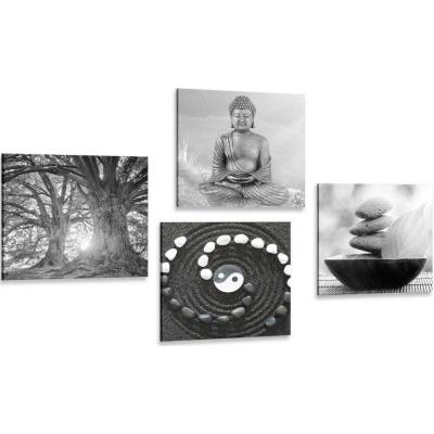 Set obrazů Feng Shui v černobílém stylu - 4x 40x40