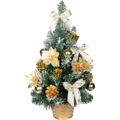 Stromček MagicHome Vianoce, ozdobený, zlatý, 50 cm
