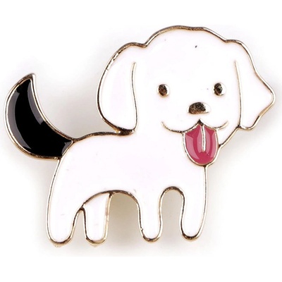 Stoklasa brož kočka, pes, srnka 5 bílá pejsek