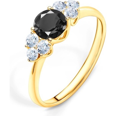 Savicky zásnubní prsten Fairytale žluté zlato černý diamant bílé safíry PI Z FAIR72-CZD