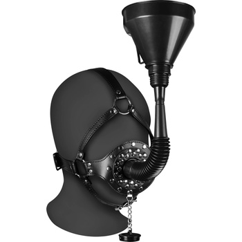 Image 1 of Ouch! Xtreme Open Mouth Gag Head Harness with Funnel Black