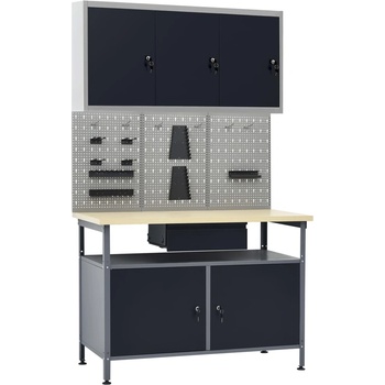 Image 1 of vidaXL Работна маса с три стенни панела и един шкаф (3053437)