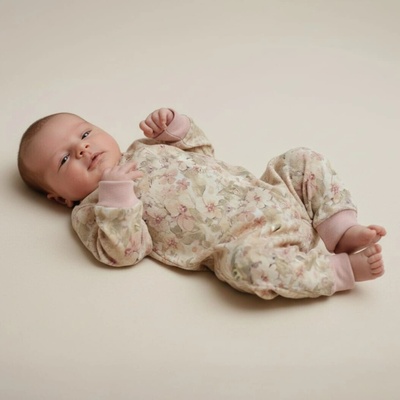 Bavlněný rostoucí overal Baby service květy