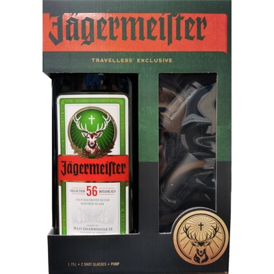 Jägermeister Travellers Exclusive 35% 1,75 l (dárkové balení 2 panáky)