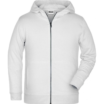 James & Nicholson Detská mikina na zips z biobavlny 8026k Biela