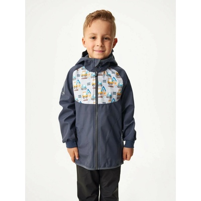 Unuo dětská softshellová bunda bez zateplení Basic tm. šedá Bagry – Hledejceny.cz