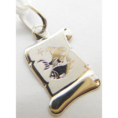 Klenoty Budín Zlatý přívěsek znamení RYBY v bílém zlatě na pergamenu GUPWN-43131