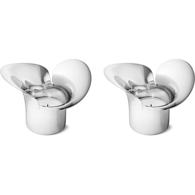 Georg Jensen Svícen na čajovou svíčku Bloom Botanica – set 2 ks, stříbrná barva, kov