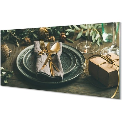 Obraz na skle Talíř příbory ozdoby dárky 100x50 cm – Hledejceny.cz