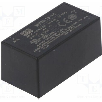 MEAN WELL MPM-15-15 Měnič: AC/DC; 15W; Uvst: 80÷264VAC; 15VDC; Ivýst: 1A; OUT: 1; 87%; PCB – Hledejceny.cz