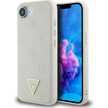 GUESS Калъф Guess Grained Hot Stamp Peony Triangle Logo MagSafe за iPhone 16e - бежов (3666339453329)