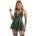 Рокля с кожен ефект и колие, лъскава - Dress Leather Straps Green S/M (D-242662)