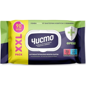 Image 1 of Чисто Антибактериални мокри кърпи ЧИСТО ФРЕШ xxl 90 бр (8977687-АА)