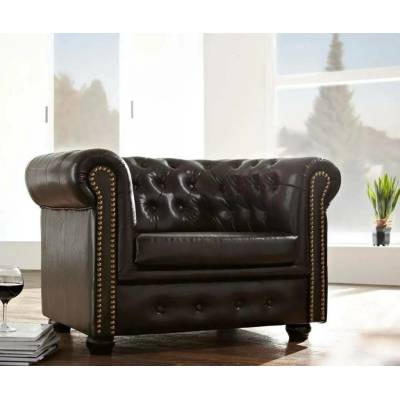Askont Chesterfield Bis tmavě hnědá s puncy