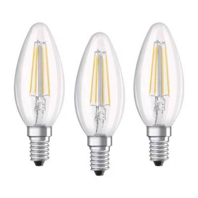 OSRAM Комплект 3 крушки LED Osram Base Filament B40, E14, 4 W (40 W), 470 лумена, A++, Неутрална светлина (4000K), Енергиен клас E (4058075819719)